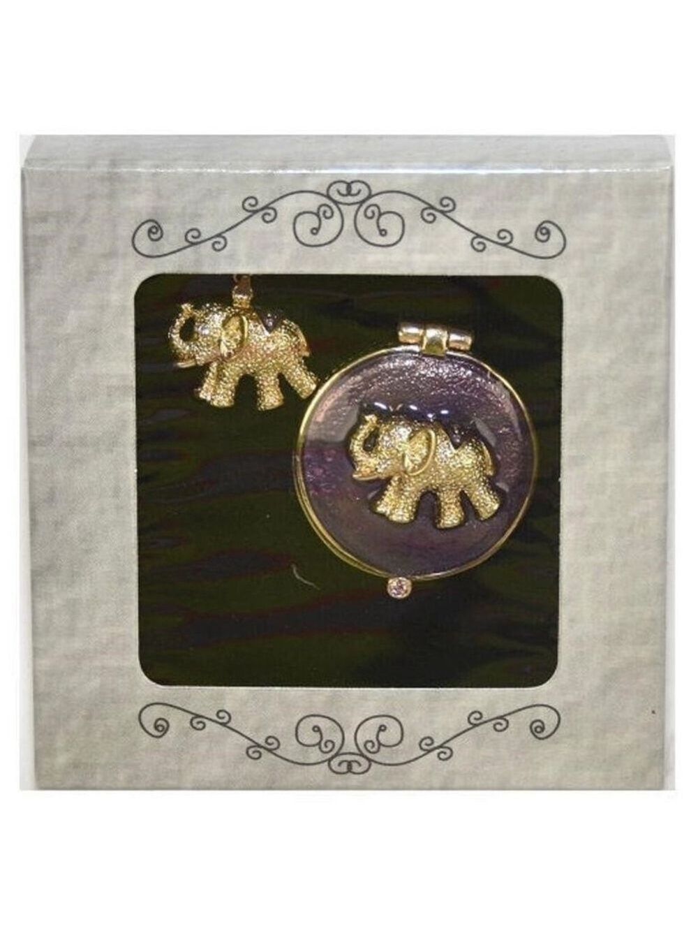 Elephant Trinket Box And Pedant June Birthstone NIB